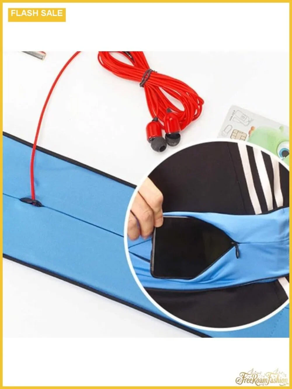FlexiStash Durable Spandex Elastic Waist Belt Zipper Fanny Pack Travel Sports